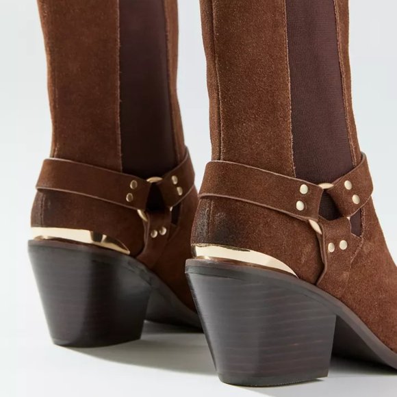 Urban Outfitters Lola Square Toe Boots Brown or Black Faux Leather/Suede NIB - Picture 4 of 12